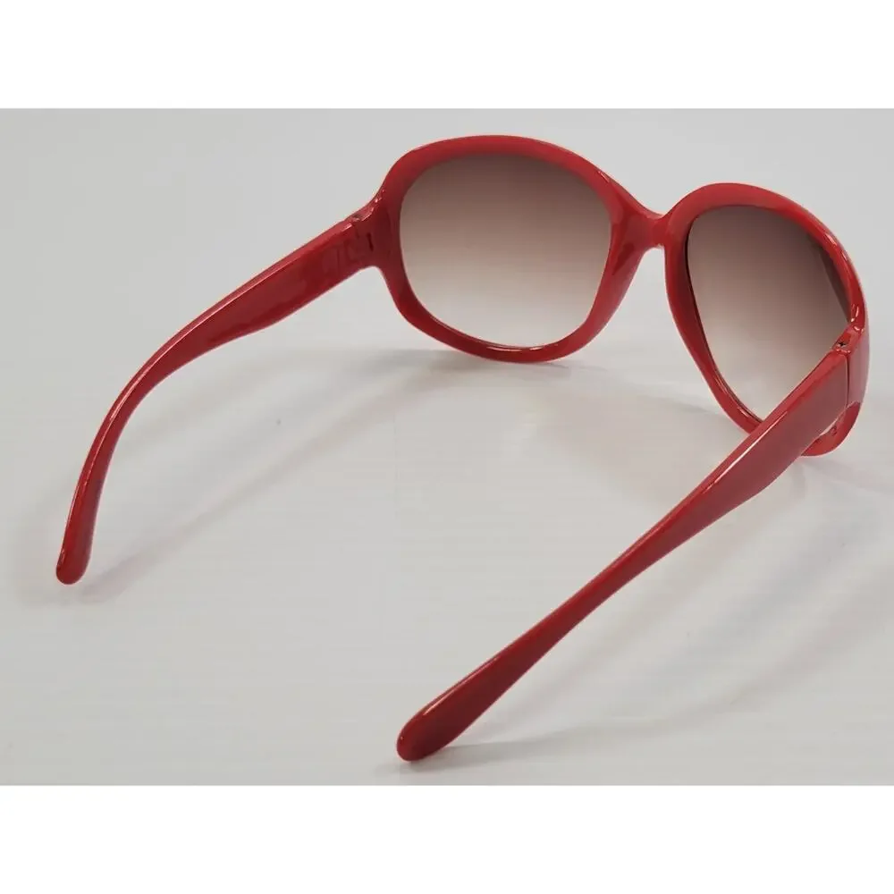 R) Women Oversized Red Circle Plastic Sunglasses